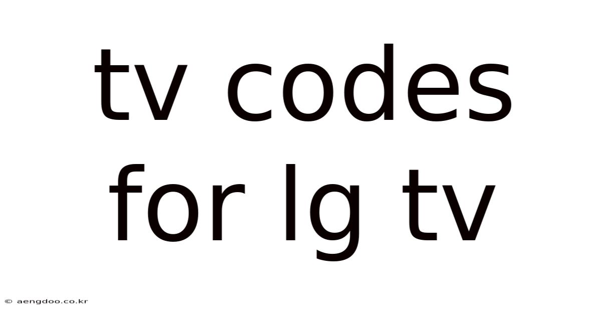 Tv Codes For Lg Tv