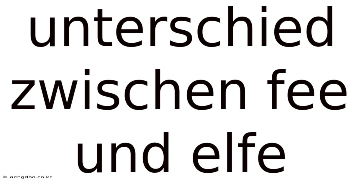 Unterschied Zwischen Fee Und Elfe