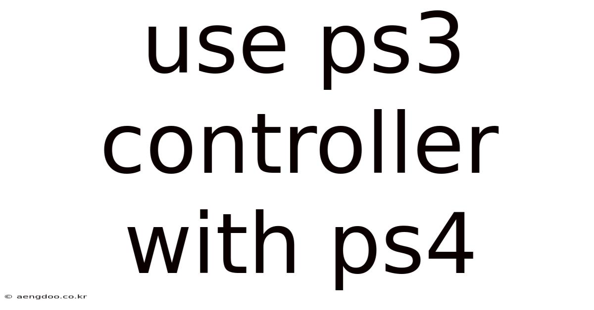 Use Ps3 Controller With Ps4