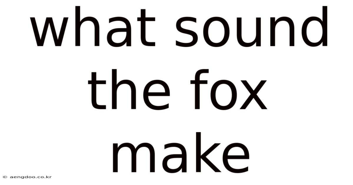 What Sound The Fox Make