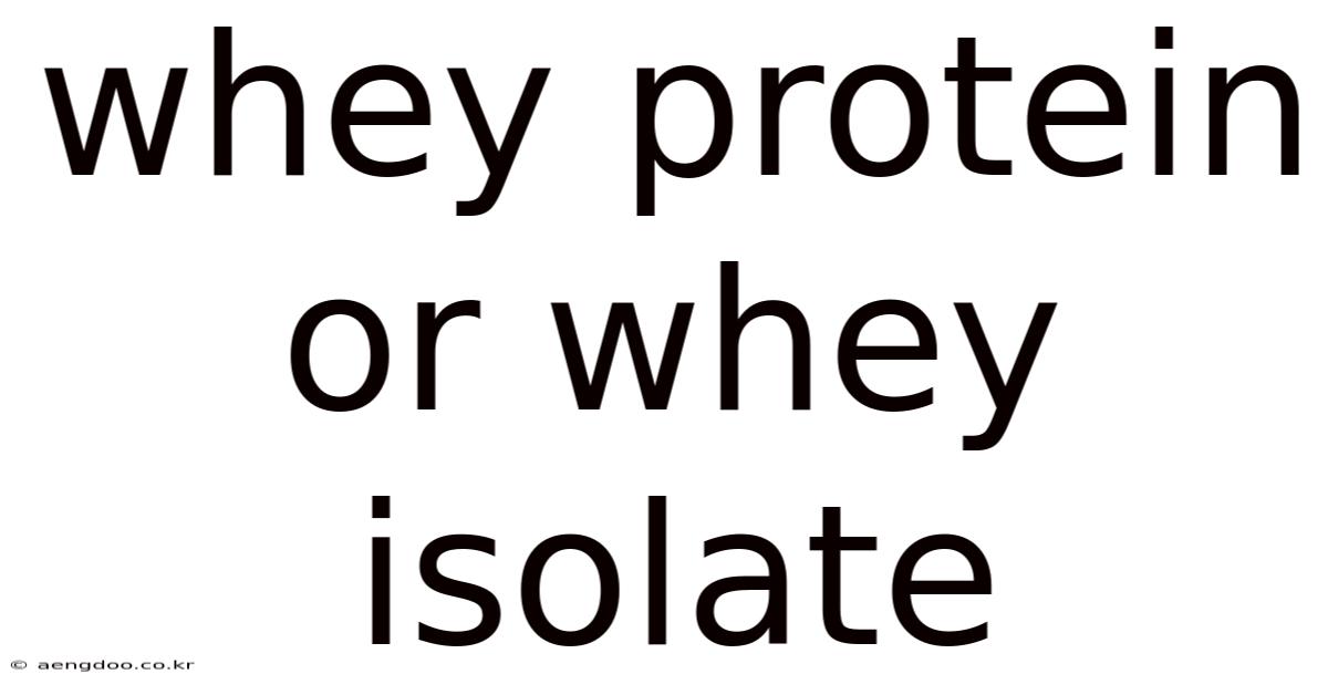 Whey Protein Or Whey Isolate
