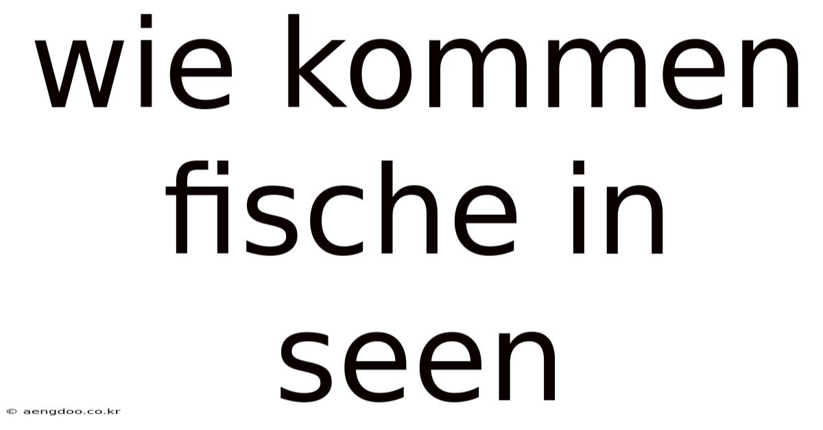 Wie Kommen Fische In Seen