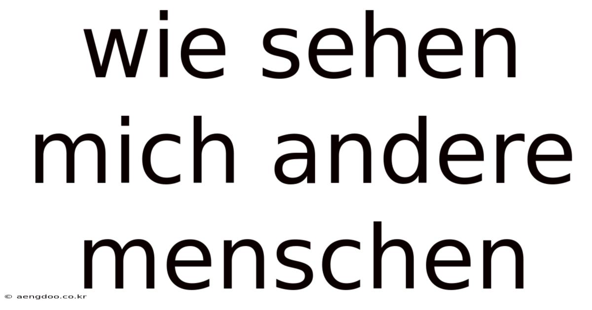 Wie Sehen Mich Andere Menschen