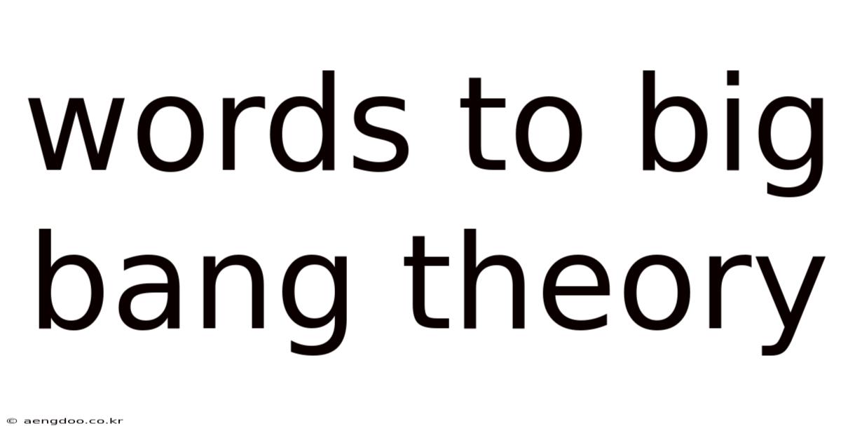 Words To Big Bang Theory